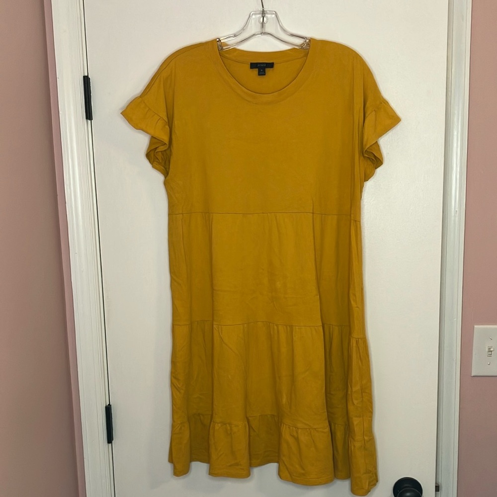 J Crew Mustard Yellow Tiered Dress - Picture 2 of 8